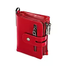 Unisex Genuine Leather Wallet – Personalized Short Coin & Card Holder with Zipper
