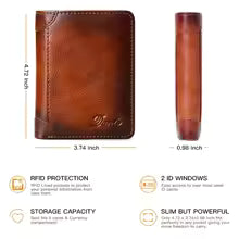 Dante Men’s Leather Wallet – RFID Blocking Retro Cowhide Multi-Function Vertical Money Clip