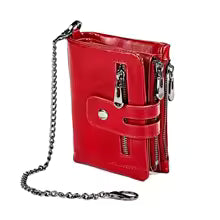 Unisex Genuine Leather Wallet – Personalized Short Coin & Card Holder with Zipper