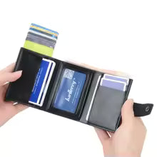 Men’s RFID Blocking Wallet – Leather & Aluminum Credit Card Holder