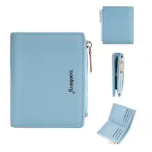 Baellerry Women’s Snap Coin Purse – Minimalist PU Card Holder with 12 Slots & Zippered Pocket