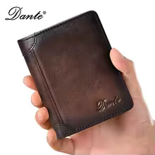 Dante Men’s Leather Wallet – RFID Blocking Retro Cowhide Multi-Function Vertical Money Clip