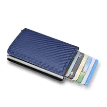 Carbon Fiber Slim Aluminum Men’s Wallet – RFID Blocking Pop-Up Card Holder
