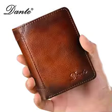 Dante Men’s Leather Wallet – RFID Blocking Retro Cowhide Multi-Function Vertical Money Clip