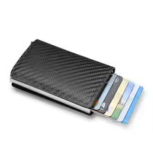 Carbon Fiber Slim Aluminum Men’s Wallet – RFID Blocking Pop-Up Card Holder