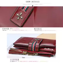 Women’s PU Leather Wallet with Tassel – Fashionable Oil-Wax Trifold Short Wallet & Zipper Coin Purse