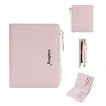 Baellerry Women’s Snap Coin Purse – Minimalist PU Card Holder with 12 Slots & Zippered Pocket