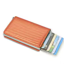 Carbon Fiber Slim Aluminum Men’s Wallet – RFID Blocking Pop-Up Card Holder