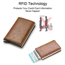Carbon Fiber Slim Aluminum Men’s Wallet – RFID Blocking Pop-Up Card Holder