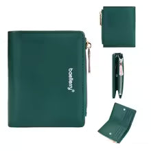 Baellerry Women’s Snap Coin Purse – Minimalist PU Card Holder with 12 Slots & Zippered Pocket