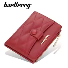 Baellerry Floral Checkerboard Zip Wallet – Hand-Stitched Mini Coin Purse with 6 Card Slots