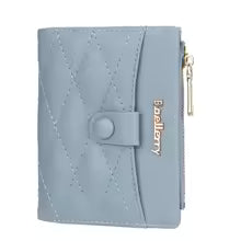 Baellerry Floral Checkerboard Zip Wallet – Hand-Stitched Mini Coin Purse with 6 Card Slots