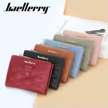Baellerry Floral Checkerboard Zip Wallet – Hand-Stitched Mini Coin Purse with 6 Card Slots