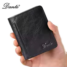 Dante Men’s Leather Wallet – RFID Blocking Retro Cowhide Multi-Function Vertical Money Clip