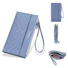 Women’s Long PU Leather Clutch Wallet – Zipper Card Holder & Coin Purse