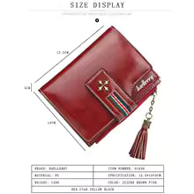 Women’s PU Leather Wallet with Tassel – Fashionable Oil-Wax Trifold Short Wallet & Zipper Coin Purse
