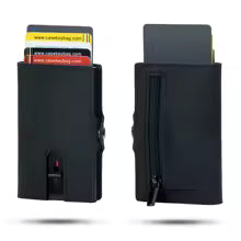 Casekey Custom Logo Men’s Crazy Horse Leather Smart Wallet – RFID Protection Pop-Up Aluminum Card Holder