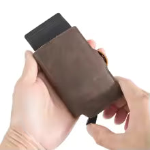 CASEKEY Men's Slim Wallet – Premium Leather Pop-Up Card Holder with RFID.