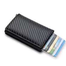 Carbon Fiber Slim Aluminum Men’s Wallet – RFID Blocking Pop-Up Card Holder