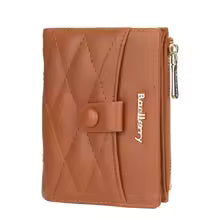 Baellerry Floral Checkerboard Zip Wallet – Hand-Stitched Mini Coin Purse with 6 Card Slots
