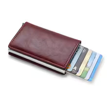 Carbon Fiber Slim Aluminum Men’s Wallet – RFID Blocking Pop-Up Card Holder