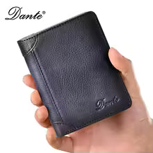 Dante Men’s Leather Wallet – RFID Blocking Retro Cowhide Multi-Function Vertical Money Clip