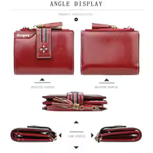 Women’s PU Leather Wallet with Tassel – Fashionable Oil-Wax Trifold Short Wallet & Zipper Coin Purse