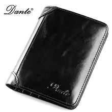 Dante Men’s Leather Wallet – RFID Blocking Retro Cowhide Multi-Function Vertical Money Clip