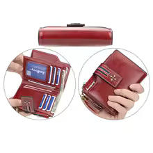 Women’s PU Leather Wallet with Tassel – Fashionable Oil-Wax Trifold Short Wallet & Zipper Coin Purse