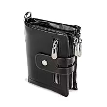Unisex Genuine Leather Wallet – Personalized Short Coin & Card Holder with Zipper