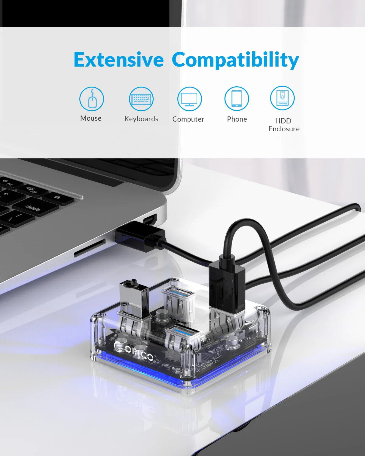 ORICO Usb Hub HUB 3.0 4-Port Splitter USB HUB Adapter Expansion Dock Ultra-Slim OTG Adapter for Macbook Pro Bratia Tools