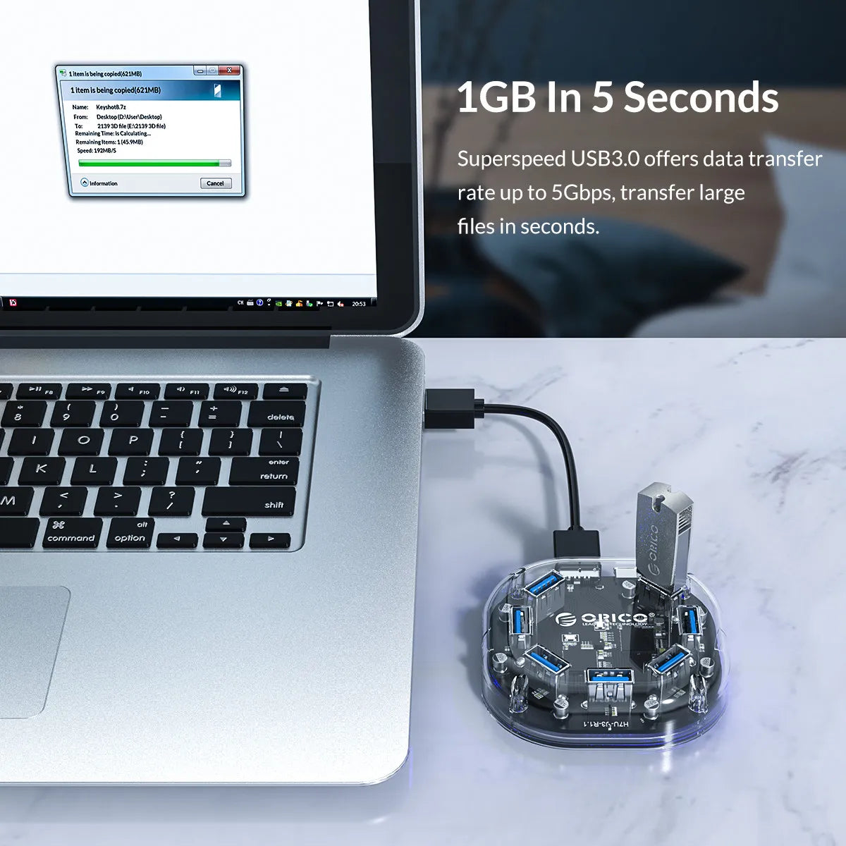 ORICO Usb Hub HUB 3.0 4-Port Splitter USB HUB Adapter Expansion Dock Ultra-Slim OTG Adapter for Macbook Pro Bratia Tools