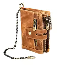 Unisex Genuine Leather Wallet – Personalized Short Coin & Card Holder with Zipper