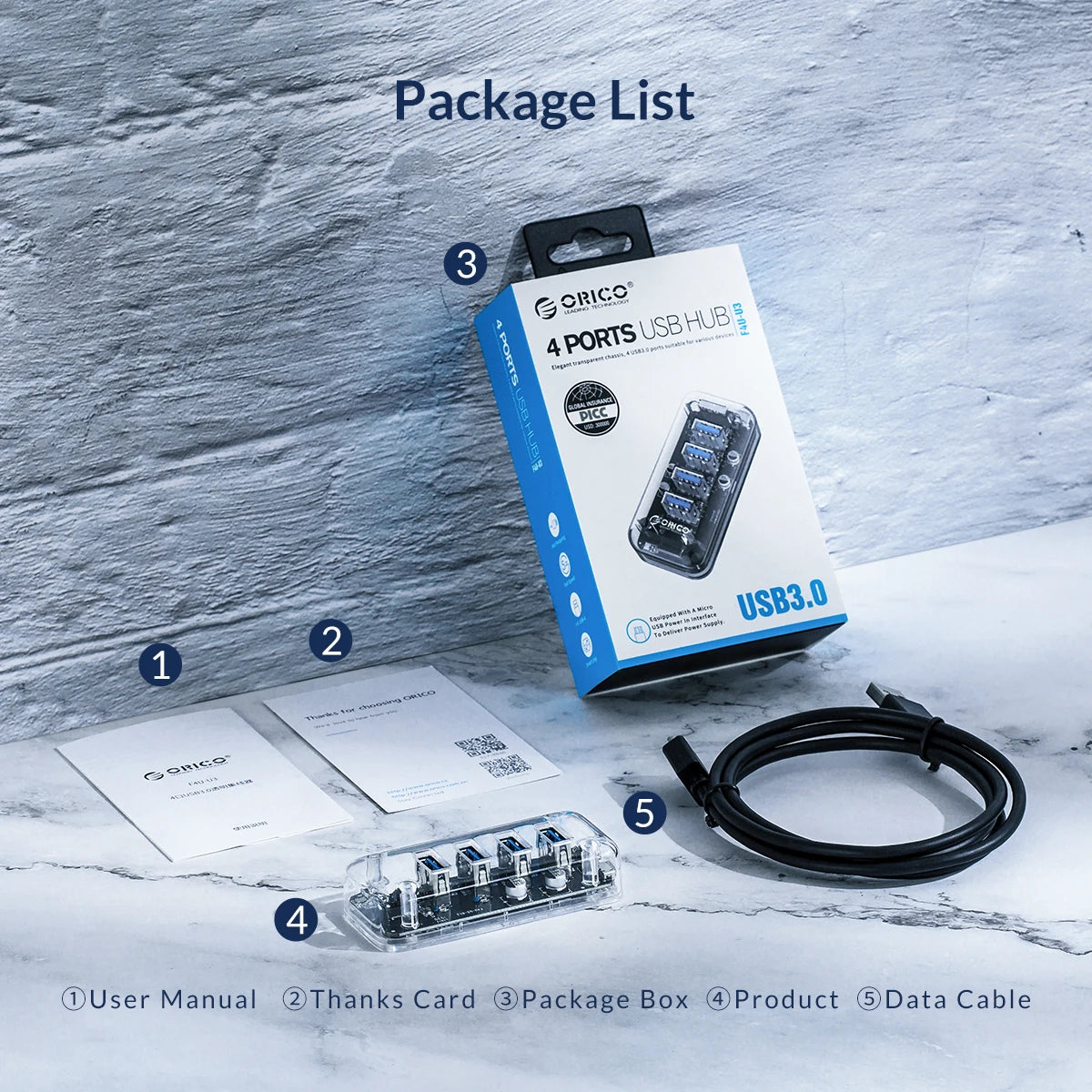 ORICO Usb Hub HUB 3.0 4-Port Splitter USB HUB Adapter Expansion Dock Ultra-Slim OTG Adapter for Macbook Pro Bratia Tools