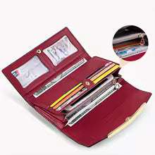 Women’s Long Leather Wallet – Luxury Designer Purse with Cell Phone Pocket & RFID Protection