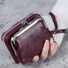 New wallet women fashion wrist strap short coin purse large capacity coin clip bag multi-card card bag wallet