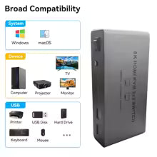 8K HDMI 2.1 KVM Switch Dual Monitor HDMI 2.1+HDMI 2.1 KVM Switch 2X2 or HDMI 2.1+DisplayPort 1.4 KVM Switch Extended Display Bratia Tools