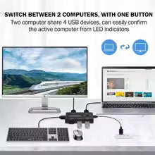 MZX KVM USB Switcher – 2.0 Hub for Sharing Keyboard, Mouse & Printer