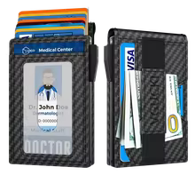Men's Minimalist Pop-Up Wallet – Slim RFID Blocking Wallet with Cash Strap & ID Window