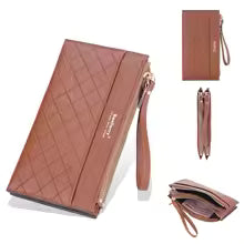 Women’s Long PU Leather Clutch Wallet – Zipper Card Holder & Coin Purse