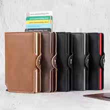 CASEKEY Men's Slim Wallet – Premium Leather Pop-Up Card Holder with RFID.
