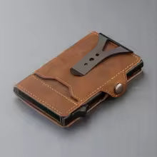 CASEKEY Slim Men's Wallet - Premium Leather, RFID-Packaged Pop-Up Wallet with Aluminum Case