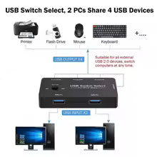 MZX KVM USB Switcher – 2.0 Hub for Sharing Keyboard, Mouse & Printer
