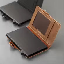 CASEKEY Slim Men's Wallet - Premium Leather, RFID-Packaged Pop-Up Wallet with Aluminum Case
