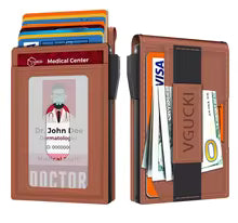 Men's Minimalist Pop-Up Wallet – Slim RFID Blocking Wallet with Cash Strap & ID Window