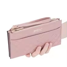 Women’s Long PU Leather Clutch Wallet – Zipper Card Holder & Coin Purse