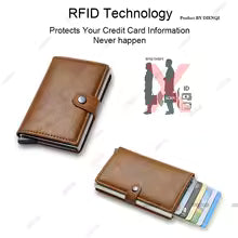 Carbon Fiber Credit Card Holder Wallet Men Rfid Smart Metal