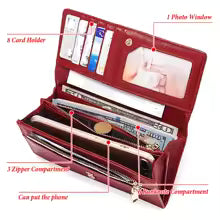 Fashionable Women’s Long Wallet – Genuine Leather Clutch with Phone Pocket & RFID Protection