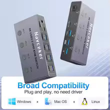 Navceker 4K 240Hz HDMI KVM Switch – 4×1, 8K Support & USB 3.0 Hub Bratia Tools