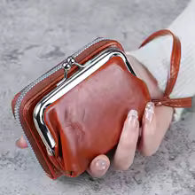 New wallet women fashion wrist strap short coin purse large capacity coin clip bag multi-card card bag wallet